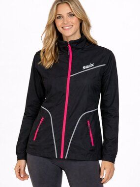 Swix Xtraining Jacket Black Pink Large Water Resistant Running Nordic Zip
